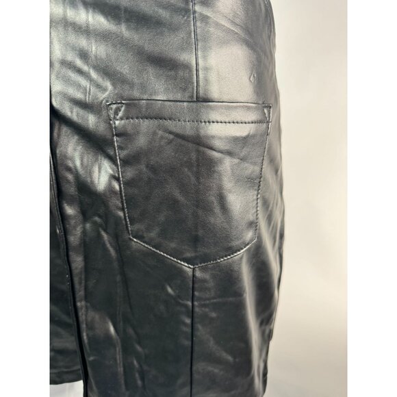 Vintage Wild Blue Faux Leather Button-Front Mini Skirt Black Size M Women's - Picture 10 of 16
